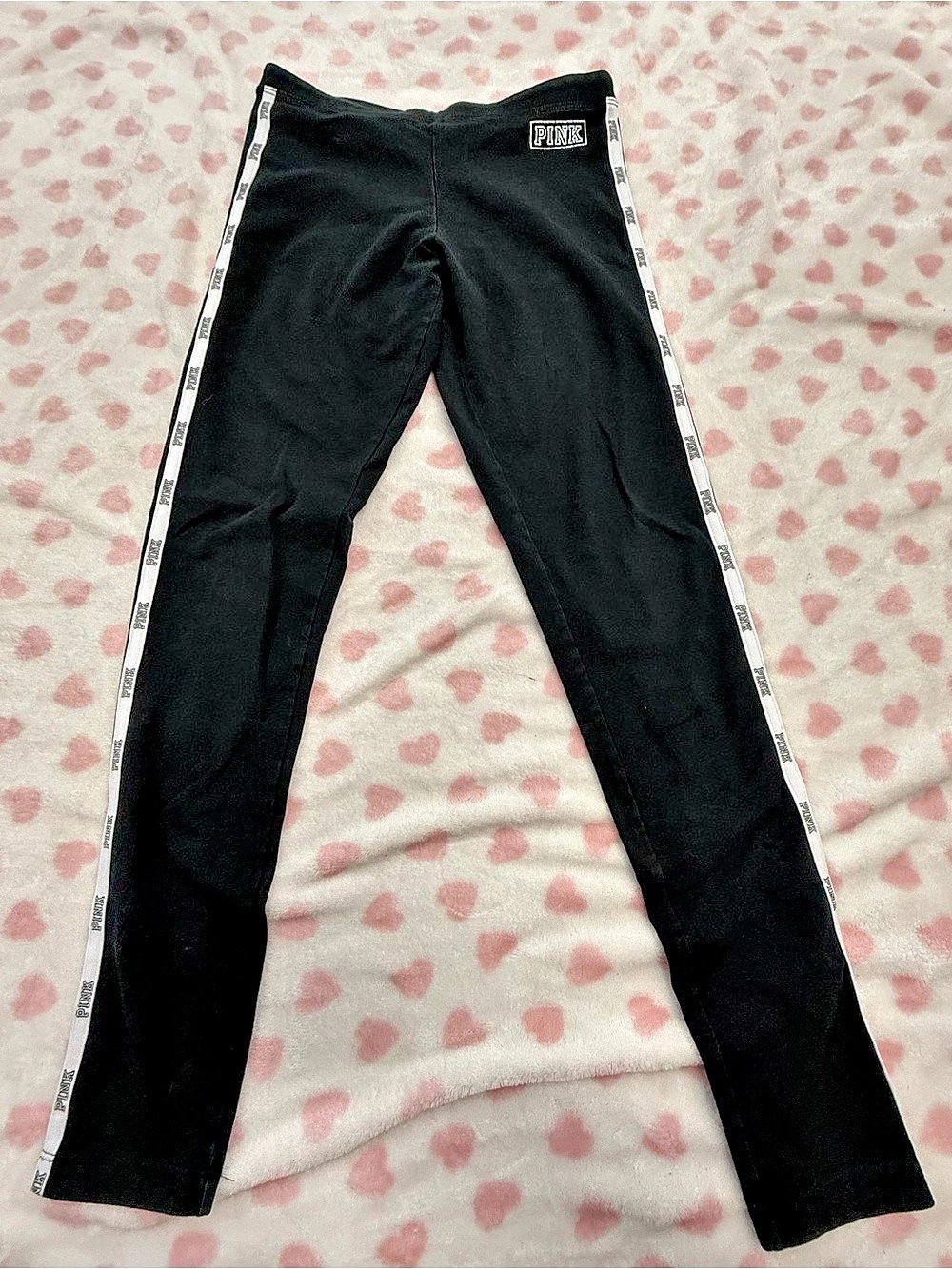Victoria's Secret PINK Striped Leggings in Black & White Size Small